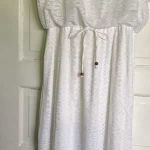 White Lace Dress with Tie Waist